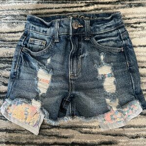 Justice Blue Denim Shorts with Sequin Details